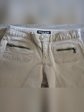 Vintage Low Rise GUESS JEANS Beige Zipper Pocket Pants